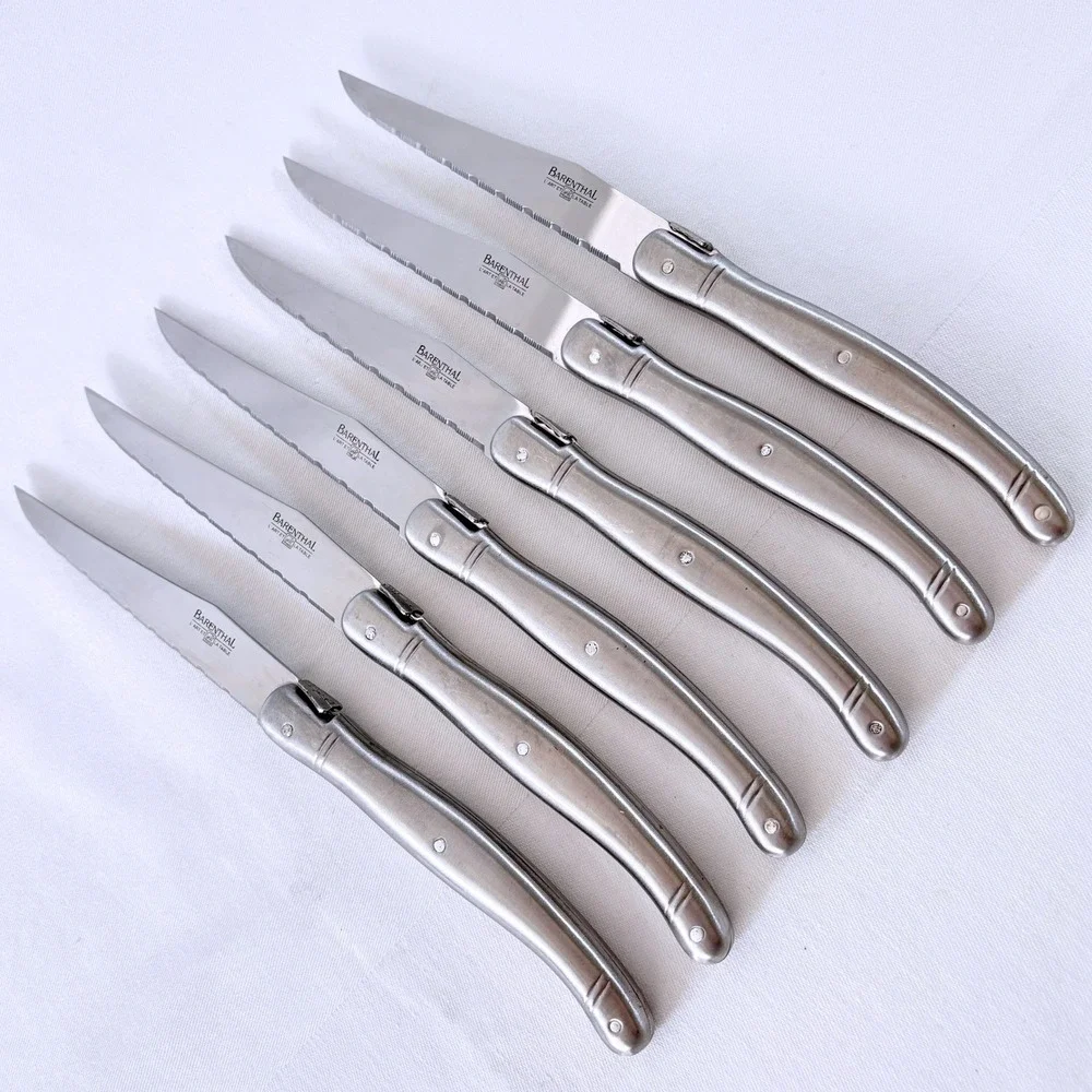 Barenthal Steak Knives Set of 6 Silver Stainless Steel Laguiole Style France
